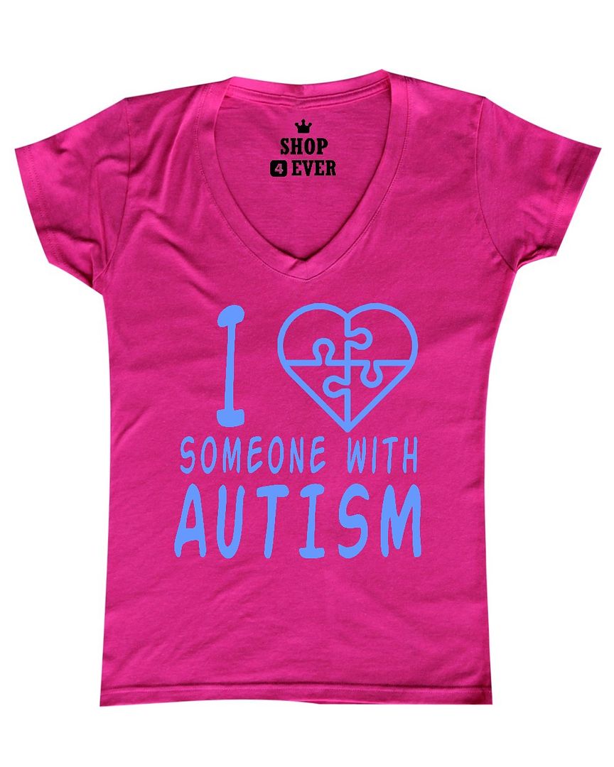 I Love Someone With Autism Womens V Neck T Shirt Autism Awareness